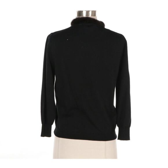 Prada 2013 Black Virgin Wool & Mohair Cardigan with Mink Fur Trim – Size IT 46 - Picture 3 of 11